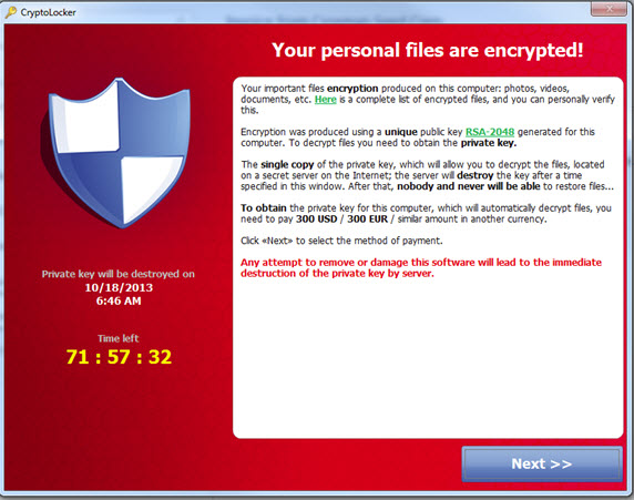 CryptoLocker Malware Threat